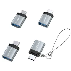 USB Type-C 変換アダプタ 4個セット 付属ストラップ付き | Type-Cオス to USB Aメス変換 OTG対応 高速データ転送&充電 5Gbps iPad Android スマホ対応