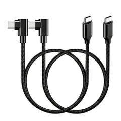 USB-C ＆ USB-C ケーブル L 字 1m【2本組】SLEIJAOOE【 60W 急速充電 /USB2.0規格/ PD対応】高耐久ナイロン Type C (C to C) ケーブル 100cm スマートフォン・タブレット・ゲーム機等Type- ...