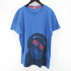 プーマ PUMA 半袖 Tシャツ カットソー XXL 青系 ブルー ロゴ 文字 プリント