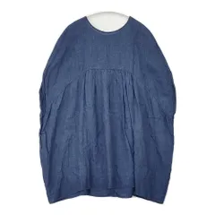 nest Robe 01152-1207 リネン ギャザー バックボタン ノースリーブ 日本製 ワンピース ブルー レディース ネストローブ【中古】6-0421S△のサムネイル