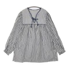 TO BE CHIC カラミストライプ ブラウス マオカラーチュニックブラウス