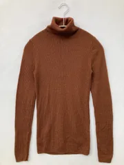 無印良品 ムジルシリョウヒン ニット/セーター M ブラウン ウール・ニット コットン 無地 ミドル丈 長袖 タートルネック/ハイネック