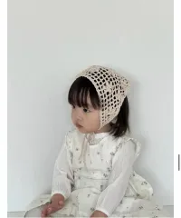 ドゥリムシル フラワー ヘアゴム 赤ちゃんボンネット ハンドメイド 編み スカーフ