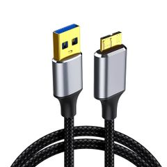 USB 3.0 Micro B Hard Drive Cable, USB Type A Male to Micro B Male, 5Gbps High-Speed ​​Data Transfer Cable, Durable Nylon Braided, for External HDD/SSD, Blu-ray Drives, BD Drives, and Digital Cameras (0.25m)