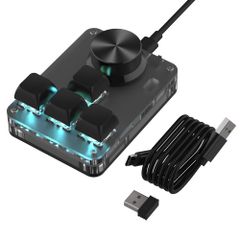 BRIMFORD Left-Hand Device: 4 Keys, 1 Knob - Completely Customizable, Even the Appearance! Wireless Macro Keyboard, Programmable Shortcut Keys, Bluetooth/2.4G, Wired Connection (3 Types), Customizable RGB Lighting, Long Battery Life...