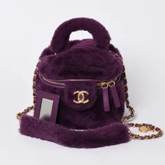 極美品 CHANEL シャネル ココマーク バニティ 2WAYショルダーバッグ シアリング 22AW AS3357 パープル ゴールド金具 中古 4a001469