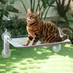 GUUSII HOME ねこベッド 猫ハンモック ネコハンモック 猫ベッド 吸盤式 窓用猫ハンモック ふわふわ 折り畳み可能 2025新型 (グレー(フランネル), M)のサムネイル