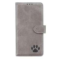 【新品】 case For iPhone 13 Pro ケース アイフォン13 プロカバー 手帳型かわいい猫の足跡 型押し型 肉球【TOTOJIA】 財布型 マグネット付き 横置きスタンド機能付き カード収納 全面保護 (A2-グレー 灰色, に適用するiPh