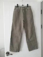 (特価) カーキグレー ワイド デニム パンツ