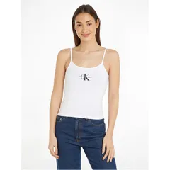 カルバンクライン レディース トップス タンクトップ ロゴ Calvin Klein Jeans Monologo Strappy Tank Top Bright White ホワイトのサムネイル