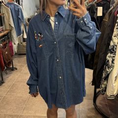 vintage☆70s ラングラー 刺繍シャンブレー USA ヒッピー デニム