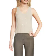 マレーラ レディース トップス Tシャツ スパンコール ノースリーブ ニット Marella Siena Knit Cream Sequin Sleeveless Top Cream クリームのサムネイル