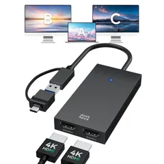 Minthouz USB C デュアル HDMI アダプター HDMI 分配器 変換アダプタ DisplayLink デュアルディスプレイ 4K@60Hz hdmiスプリッター モニター2台同時接続 Dell HP Surface Lenovo用 W ...