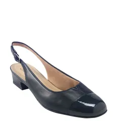 トロッターズ レディース シューズ ヒール Trotters Dea Slingback Navy Leather Navy Patent ネイビー