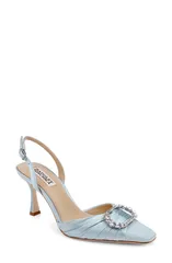 バッジェリーミシュカ レディース シューズ ヒール BADGLEY MISCHKA Oakville Slingback Pump Mist Blue Satin ブルー