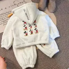 ユニセックス 起毛 フードジップアップ 男の子 起毛パンツ 女の子 冬 ミッキー 上下セット