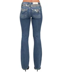 ミスミー レディース ボトムス デニムパンツ ブーツカット ブーツ ジーンズ Miss Me Mid Rise Bootcut Embellished Pocket Jeans Medium Blue ブルー