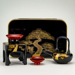 希少・昭和レトロ】任天堂（丸福）小倉百人一首 漆器箱入り 舞扇