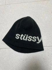 90s OLD STUSSY モノグラム ビーニー ニット帽 USA製 黒 白 - メルカリ