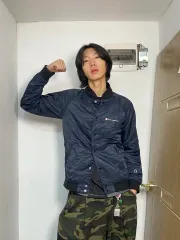 チャンピオン ネイビー ビックロゴ スタジャン ジャケット Mのサムネイル