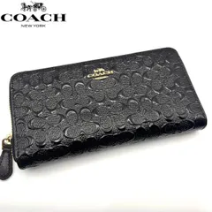 coach コーチ 長財布 ラウンドファスナー エナメル エンボス 黒 シグネチャー F54805 IMBLK