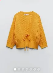ザラ オレンジ ニット カーディガン M