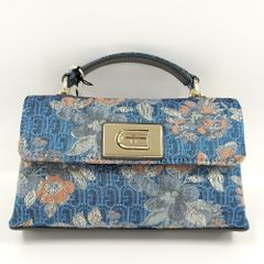 未使用級□FURLA 2WAY ショルダーバッグ ジャガード ツイストロック 