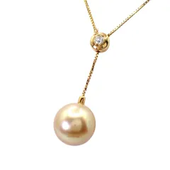 ギャラ 箱 田崎真珠 タサキ TASAKI 11.5mm 南洋真珠 ゴールデンパール 大粒 ダイヤモンド ダイヤ 0.07ct ネックレス K18 750 YG ペンダント スウィング ドロップ ジュエリー ロングネックレス フリーアジャスター 4959のサムネイル
