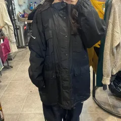 (NO 9) NIKE ナイキ ヴィンテージ BIG スウッシュ Long 起毛 アウター ブラック