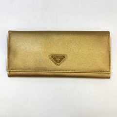 中古】PRADA サフィアーノ 長財布(パスケース欠品) ゴールド 1MH132