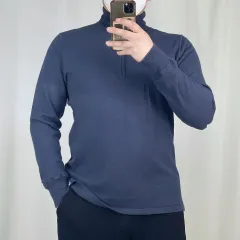 THE NORTH FACE ザノースフェイス ネイビー ウール コットン ハーフジップ ニット M 250307のサムネイル