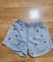 ハート ライトブルー デニム ハーフパンツ