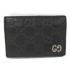 GUCCI 二つ折り カードケース グッチシマ レザー ブラック 472923