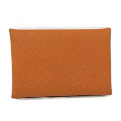 HERMES カルヴィヴェルソ 二つ折り カードケース レザー オレンジ B刻印のサムネイル