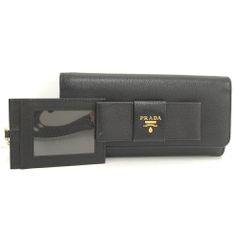 極美品✨PRADA プラダ 長財布 二つ折り財布 サフィアーノ ブラック