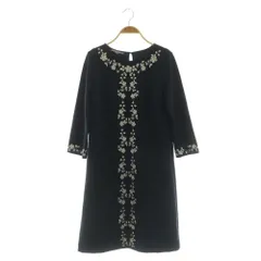 ローラアシュレイ LAURA ASHLEY 刺繍ワンピース 七分袖 ストレッチ 7 ネイビー /MY ■OS ■ECB004