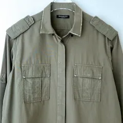(36) バルマン 肩章 ミリタリー 長袖 シャツ カーキ ジャケットのサムネイル