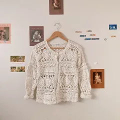 アイボリー クロシェ カーディガン