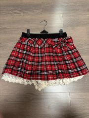 cornet チェック柄赤フリルスカート 内側チュール付き - メルカリ