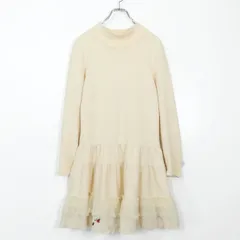 ピンクハウス★いちご刺しゅう♪ミニワンピース 段々重ねフリル ドットチュールレース 綿ローンフリル アイボリー系 z19899