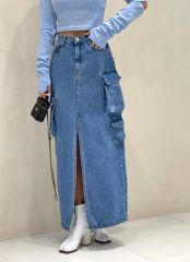 Ameri RIB MIX DENIM SKIRT 26inch 美品 - メルカリ