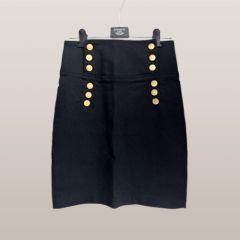 新品タグ付きPRADA ミニスカート ネイビー ロゴ金ボタン 38 - メルカリ