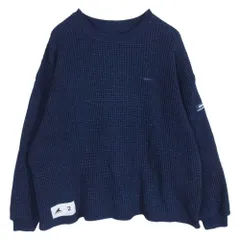 DESCENDANT ディセンダント 22AW GAUFRE WAFFLE LS ロゴ 刺繍 ゴーフル ワッフル クルーネック ニット セーター ネイビー系 2【中古】のサムネイル