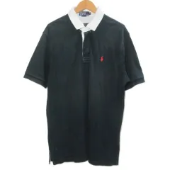 ポロ バイ ラルフローレン Polo by Ralph Lauren ラガーシャツ 半袖 赤ポニー 刺繡 鹿の子 インパクト21 大きいサイズ LL 黒 白 IBO92 /X