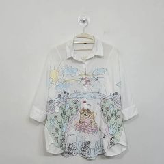 スカラー scolar 162622：仮面舞踏会のネコ柄 ボイルガーゼシャツ