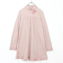 ピンクハウス★ふりふり♪ミニワンピース ハイネックギャザー 段々フリル風 袖レース ピンク系 z19901のサムネイル
