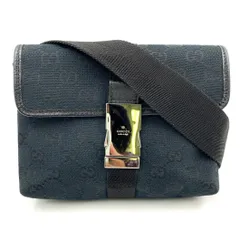 GUCCI GGキャンバス GGキャンバス レザー×キャンバス ブラック ボディバッグ シルバー 131236