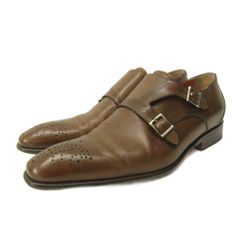 santoni ブラウン ダブルモンクストラップ - メルカリ