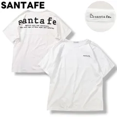 【美品】 日本製 サンタフェ SANTAFE ロゴ プリント ビッグシルエット Tシャツ クルーネック カットソー サイドシーム 54 ホワイト メンズ