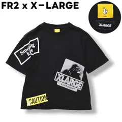 【人気】 エフアールツー FR2 x エクストララージ X-LARGE コラボレーション ダブルネーム ロゴ プリント Tシャツ クルーネック カットソー L相当 ブラック メンズのサムネイル